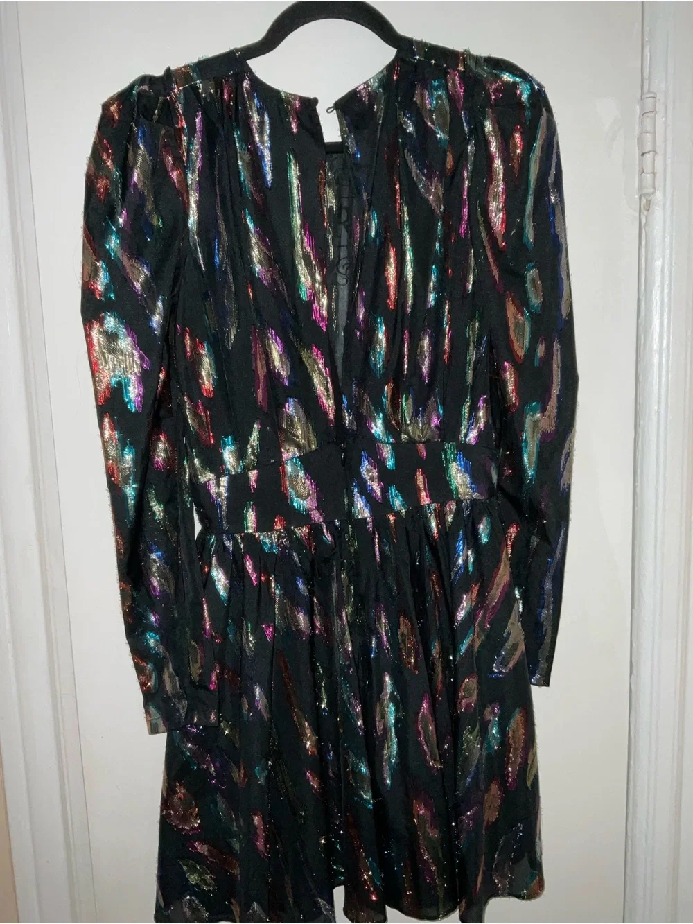 LINI Metallic Multi-Color Patterned Mini Dress on Black - Picture 2 of 3